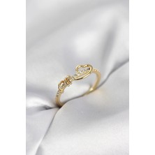 S'82 Sarmal Kalp Model Zirkon Taşlı Gold Renk Kadın Yüzük