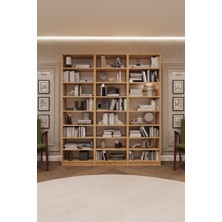 Asra Trend Lüks Meşe 24 Raf Ayarlanabilir Ev Ofis Kitaplık %100 MDF Dekoratif Kütüphane Kitaplık K21