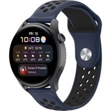 Eco Port Watch 20MM Spor Delikli Kordon - Lacivert-Siyah