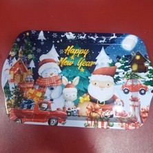 Es Dekor Küçük Yılbaşı Temalı Özel Tasarımlı Metal Servis Tepsi Christmas Ev Sofra Mutfak Noel