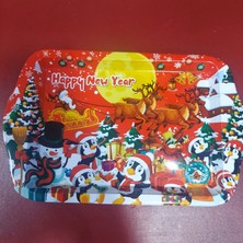 Es Dekor Küçük Yılbaşı Temalı Özel Tasarımlı Metal Servis Tepsi Christmas Ev Sofra Mutfak Noel