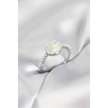 S'82 Gümüş Renk Gül Model Incili Kadın Yüzük