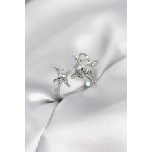 S'82 Gümüş Renk Kutup Yıldızı Model Zirkon Taşlı Kadın Yüzük