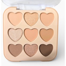 9’lu Nude Göz Farı Paleti Mat Işıltılı Sıcak Ton Kalp Tasarım Profesyonel Sudedi Home