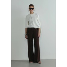 Suud Collection Kahverengi Pol Krep Pantolon
