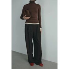 Suud Collection Acı Kahve Lina Pileli Pantolon