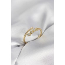 S'82 Gold Renk Zirkon Taşlı Minimal Kalp Model Kadın Yüzük