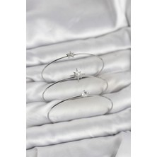 S'82 Gümüş Renk Kutup Yıldızı Model Zirkon Taşlı 3'lü Kadın Bileklik Kombini