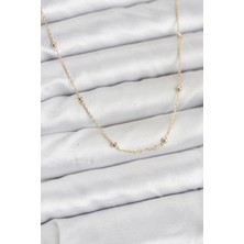 S'82 cm 14K Gold Renk Minik Top Zincirli Kadın Kolye