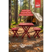 Gargamel Katlanır Kamp Sandalyesi ve Masası 3' Lü Set, Katlanır Bahçe Sandalyesi ve Masası-Set
