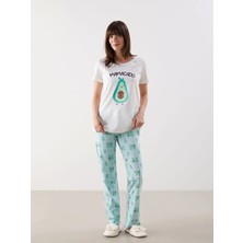 Lc Waikiki Yeni Sezon Bisiklet Yaka Baskılı Hamile Pijama Takımı