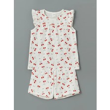 Lc Waikiki Yeni Sezon Kiraz Baskılı Kız Çocuk Şortlu Pijama Takım