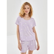 Lc Waikiki Yeni Sezon Bisiklet Yaka Çiçekli Kadın Şortlu Pijama Takımı