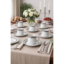 Ogeda Home Buenos 6’lı Gümüş Leopar Desenli Fincan Takımı- Porselen Gold Kulplu Leopar Desenli Fincan Takımı