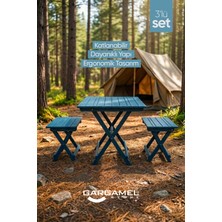Gargamel Katlanır Kamp Sandalyesi ve Masası 3' Lü Set, Katlanır Bahçe Sandalyesi ve Masası-Set
