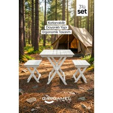 Gargamel Katlanır Kamp Sandalyesi ve Masası 3' Lü Set, Katlanır Bahçe Sandalyesi ve Masası-Set
