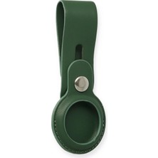 Eco Port Airtag Askılı Deri Kılıf - Koyu Yeşil