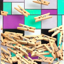 Kuzey Oyuncak 200 Adet Yüksek Kalite Ahşap Dekoratif Mini Mandal Ahşap Mandal Notluk Mandalı Fotoğraf Mandalı