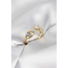 S'82 Gözyaşı Model Gold Renk Zirkon Taşlı Kadın Yüzük