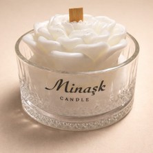 Soft Rıtual Cam Kase Odun Fitil Çiçek Sade Soya Mum