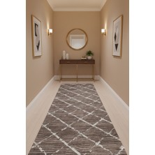 Swan Home Kaymaz Tabanlı Yolluk Kesme Halı Salon Koridor Mutfak Yatak Odası Halısı SHJ3001 Kahve