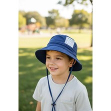 Aware Time Kitti Lacivert Bağcıklı Nefes Alabilir Polyester Yazlık Fötr Şapka 4-8 Yaş Erkek Çocuklar İçin