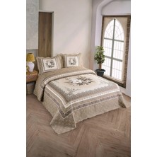 Örtüm Sofline Çift Kişilik Kapitone Yatak Örtüsü, Klasik Desenli Model - Beste Kahve (250 X 260cm)