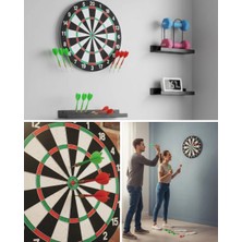 Dekofon Şık Tasarımlı 15 Inç Dart Tahtası Metal Uçlu 4 Ok Seti