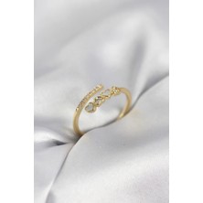 Tegan Gold Renk Zirkon Taşlı Minimal Kalp Model Kadın Yüzük TG27BYK4042