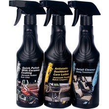 Parlawax 3'lü Set Hızlı Cila,Torpido Bakım Losyonu,Detay Temizleyici 500'er Ml