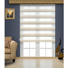 YS Perde Tasarım Lüx Geniş Plise Renk Geçişli Zebra Stor Perde Alüminyum Kasalı Yüksek Kaliteli - Krem,kahve GP1201/V01