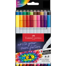 Faber-Castell Grip Boldpen Finepen 2.5 mm, 20li,Ergonomik Beyaz Gövde,Grip Noktalı Elden Kaymayan Tutuş