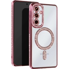 Eco Port Samsung Galaxy S25 Kılıf Joke Simli Magneticsafe Kılıf - Pembe