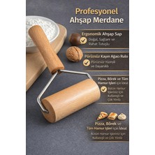 Manosta Profesyonel Ahşap Merdane • Ergonomik Saplı, Pürüzsüz Rulo Hamur Açıcı  (Pizza, Börek, Hamur Işleri)