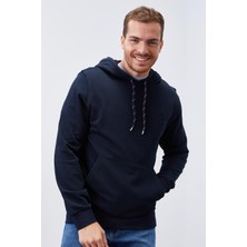 Tommy Life Lacivert Kanguru Cep Standart Kalıp Kapüşonlu Erkek Sweatshirt - 87872