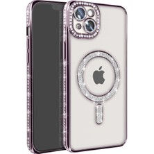 Eco Port Iphone 15 Kılıf Joke Simli Magneticsafe Kılıf - Derin Mor