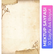 Organik Yolda Bej Kurumuş Çiçek Detaylı Mektup Kağıdı (10 Adet A4 Boyut)