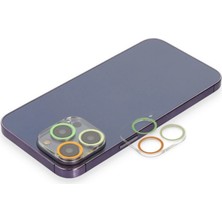 Eco Port Iphone 13 Pro Renkli Kamera Lens Koruma Cam - Sarı-Turuncu