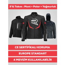 Revo Hawk Kırmızı 3 Katmanlı 4 Mevsim Unisex Motosiklet Montu CE Korumalı Reflektörlü