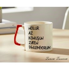 Tanem Kırmızı Kulp - Lüks Kupa Kahve Çay Fincanı Hediye Kupa Ofis ve Ev Için Dekoratif Şık Bardak