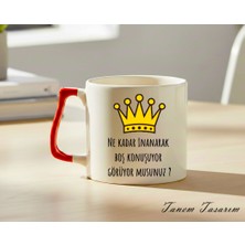 Tanem Kırmızı Kulp - Lüks Kupa Kahve Çay Fincanı Hediye Kupa Ofis ve Ev Için Dekoratif Şık Bardak