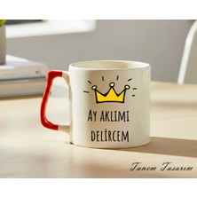 Tanem Kırmızı Kulp - Lüks Kupa Kahve Çay Fincanı Hediye Kupa Ofis ve Ev Için Dekoratif Şık Bardak