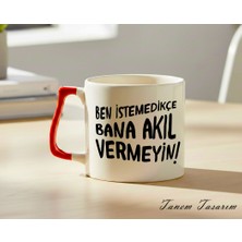 Tanem Kırmızı Kulp - Lüks Kupa Kahve Çay Fincanı Hediye Kupa Ofis ve Ev Için Dekoratif Şık Bardak