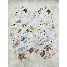 Eylülce Butik 12’li Desenli Müslin Bebek Ağız Mendili %100 Pamuk 20*20 cm Oeko-Teks Sertifikalı