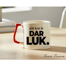 Tanem Kırmızı Kulp - Lüks Kupa Kahve Çay Fincanı Hediye Kupa Ofis ve Ev Için Dekoratif Şık Bardak