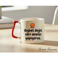 Tanem Kırmızı Kulp - Lüks Kupa Kahve Çay Fincanı Hediye Kupa Ofis ve Ev Için Dekoratif Şık Bardak