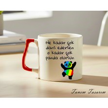 Tanem Kırmızı Kulp - Lüks Kupa Kahve Çay Fincanı Hediye Kupa Ofis ve Ev Için Dekoratif Şık Bardak