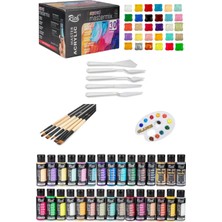 Glance Rich Mastermix Akrilik Boya 60 cc Süper Set 30 +Boya Sanat Seti Fırça