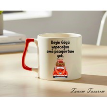 Tanem Kırmızı Kulp - Lüks Kupa Kahve Çay Fincanı Hediye Kupa Ofis ve Ev Için Dekoratif Şık Bardak