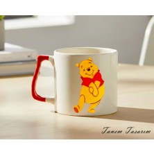 Tanem Kırmızı Kulp - Lüks Kupa Kahve Çay Fincanı Hediye Kupa Ofis ve Ev Için Dekoratif Şık Bardak